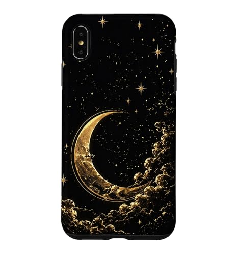 Celestial Crescent Moon and Stars Night Sky Art �X�}�z�P�[�X iPhone XS Max �p
