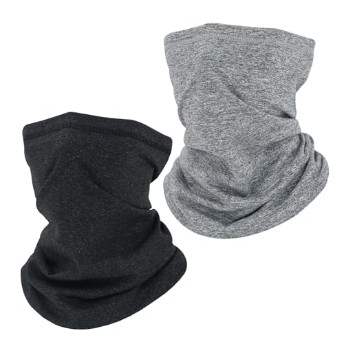 DHUGZFT 2Pack Winter Neck Warmer Gaiter men&women,motorcycle Mask Face Cover Balaclava Scarf for Cold Weather Sportfor Hiking Cycling (Light flax gray, Hemp black;)