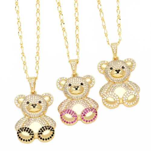 14K Gold Filled Cute Bear Necklace For Women - Colorful Crystal Moveable Teddy Bear Necklace Cute Animal Jewelry, Sweet Gummy Bear Necklace In Vibrant Colors2