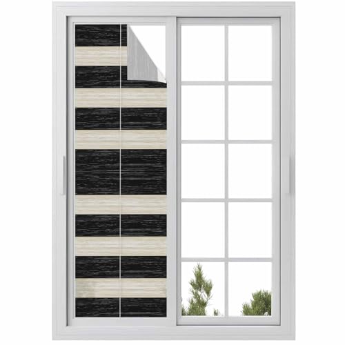 Sun Blocking Window Privacy Film, Black White Striped Day and