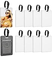 10pcs Sublimation Blanks Luggage Tags with Strap, PU Leather Luggage Tag Sublimation Name ID Card...
