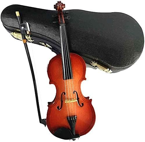 ALANO Mini Violin Model Decorative Ornament mini violin Mini Musical Instrument with leather box & bow & stand (14cm) - Image 3