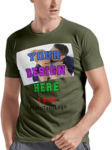 Custom T Shirts Personalized Add Your Photo Text Ultra Soft for Men Women, Front & Back Print Heavy Cotton Short Sleeve T Shirt