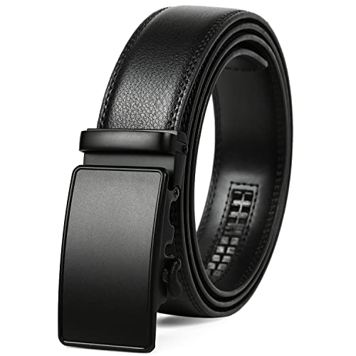 Image of Founders & C Men's Ratchet Belt 1 3 /8 inch,Leather Dress Belt Adjustable with Click Sliding Buckle Trim to Exact Fit