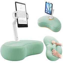 SAIJI Kindle Pillow Stand for Bed – iPad & Tablet Holder (Cyan) | Comfort for Reading in Bed, Adjustable 360° Rotating Clip, Dual-Axis, for Kindle Scribe & other E-readers, iPads — All Models