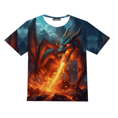 Kids Print 3D Dragon Tees Shirts for Youth Boys Girls 4-14 Years4