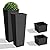 JUMMICO Set of 2 Resin Rattan Tall Planters Outdoor, Large Tapered Planters with Drainage Holes&Inner Trays, Flower Pots for Garden, Patio, Porch, Backyard (Black, 32'')