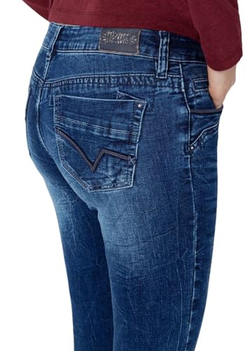Timezone Damen Jeans Slim TAHILA TZ - Mid Waist - Slim Fit - Blau W25-W33 Stretch, Größe:32W / 32L, Farbe:T1 70005.3043-27-6892 Lush Blue wash 4