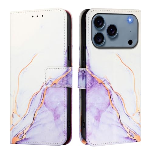 Étui compatible avec iPhone 17 étui portefeuille cuir marbré