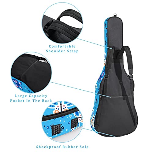 Housse de transport guitare anti-rayures 106 cm bleu à sangle ajustable