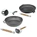 Produktbild BIOL Set 2x Bratpfanne Gusseisen 24 cm und 26 cm Grill Pfanne Schmortopf Holzgriff Tiefe 45 und 66 mm Pan Steak Braten INDUKTIONSFÄHIG
