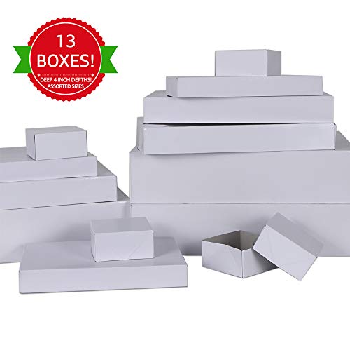 Momoni Premium 13 Piece White Gift Boxes With Lids Of Assorted Sizes With 4 Inch Deep Robe Wrapping Boxes Set For Wrapping Christmas Gifts thumb #7