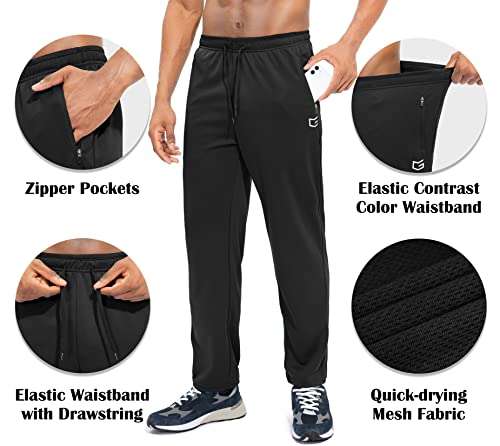 G Gradual Men's Sweatpants With Zipper Pockets Open Bottom Athletic Pants For Men Workout, Jogging, Running, Lounge (Black, Large) #TOP1