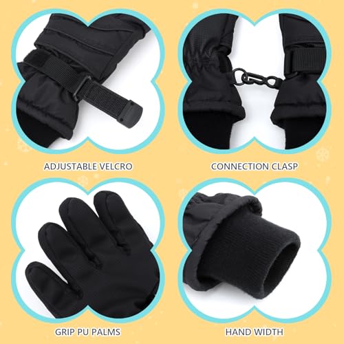 Image of Duoyeree Kids Waterproof Ski Gloves Warm 5-Fingered Winter Accessories for Boys & Girls Aged 4-13.