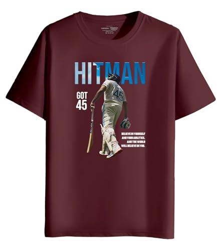 Image of INDISSH T-Shirt for Man | Regular and Plus Size Upto 7XL | Cricket Graphic Printed | Round Neck Cotton Fabric Regular fit Casual T-Shirt for man - RNM-Hitman-PAR
