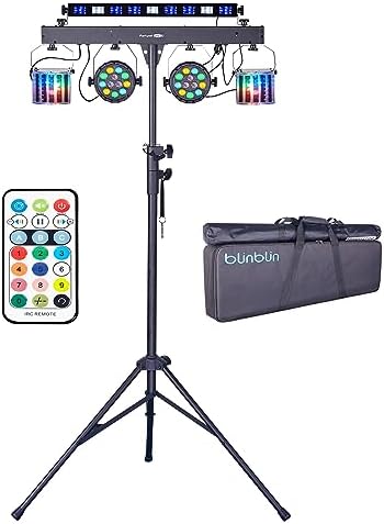 5 in 1 LED Lights with Stand and Bag for DJ, Nightclubs, Concerts, Indoor Parties, Sound Activated Mobile Stage Lighting System with DMX and Remote Control
