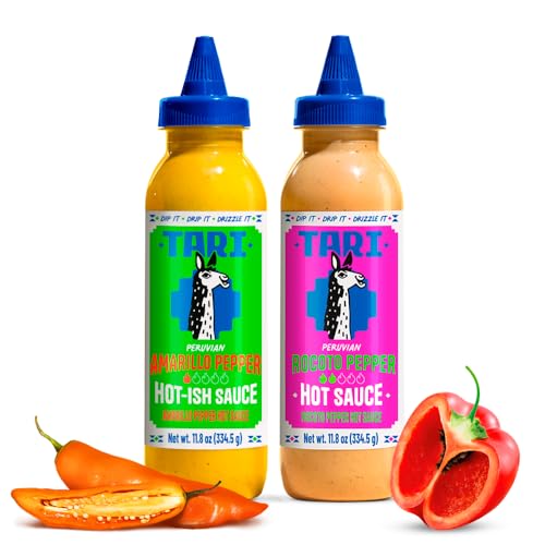 Tari Hot Sauce Variety Pack - Aji Amarillo (Mild & Tangy) & Aji Rocoto (Smoky) - 11.8 oz