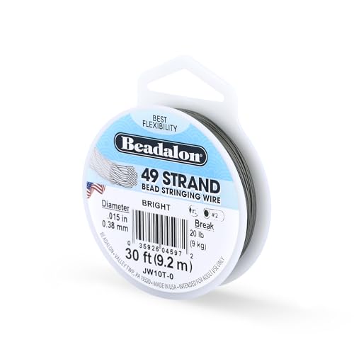 Beadalon 49 Strand Stainless Steel Beading Wire, Bright - .015in/0.38 mm