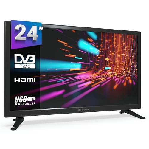 TD Systems - Televisores 24 Pulgadas Led HD, USB Grabador Reproductor, Sintonizador Digital DVB-T2/C - K24DLM17H