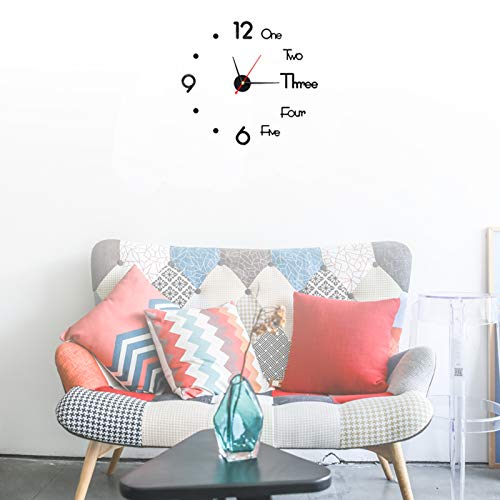 10-20 Inch Diy Wall Clock 3D Frameless Silent Non Ticking, Black Round Battery Operated Modern Wall Clocks For Living Room Bedroom Office Home And Kitchen #TOP4