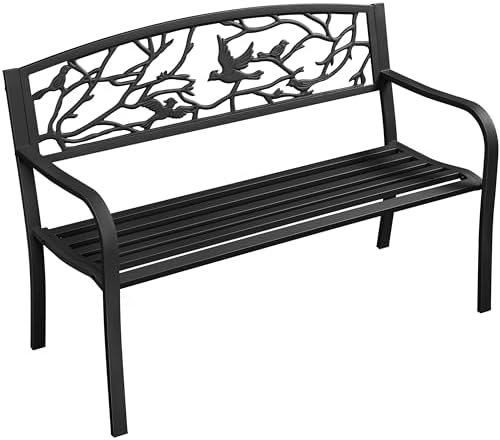 Yaheetech Gartenbank für 3 Personen Metallbank Sitzbank Outdoor Bank