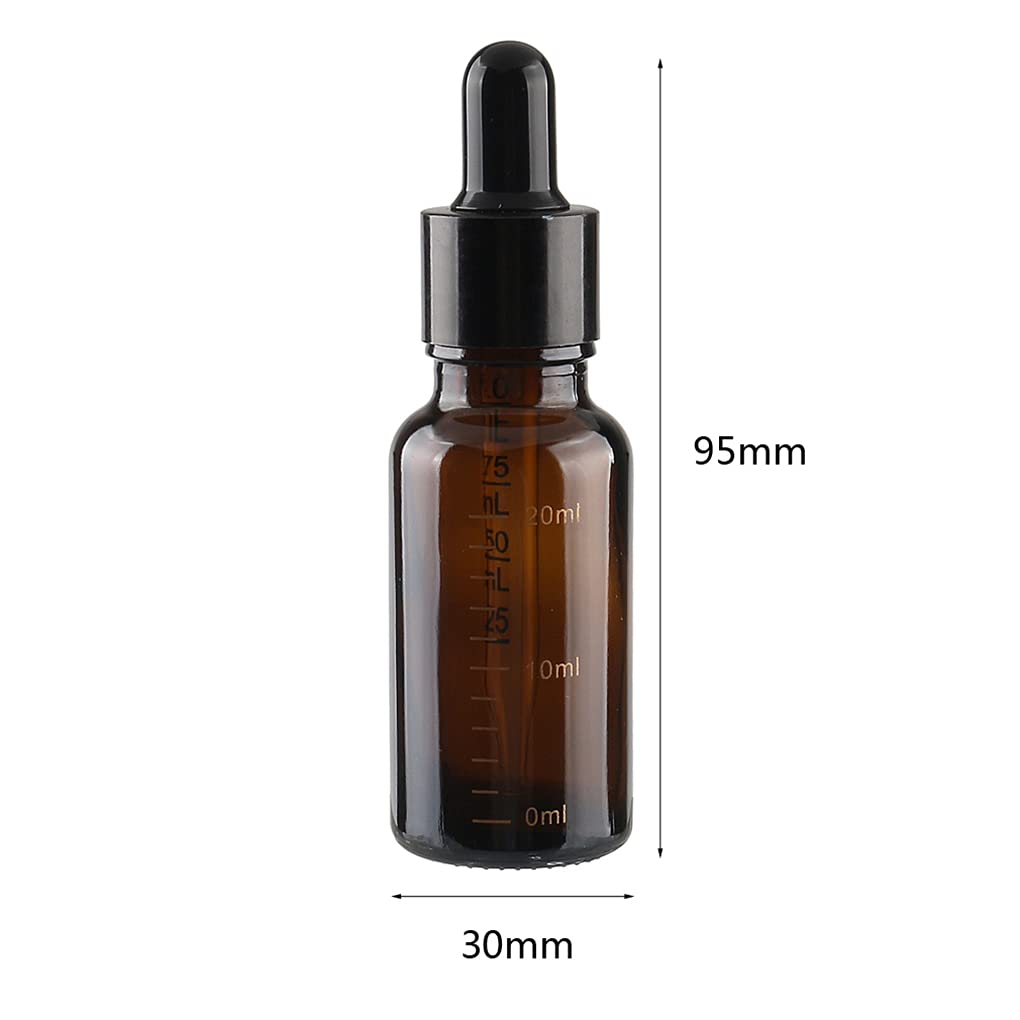 DLIBUY 4 Pcs Empty 20ml Amber Essential Oil Bottles with Graduated Pipette Brown Glass Dropper Bottles Vials for Cosmetic Essential Oils Colognes Perfume Aromatherapy