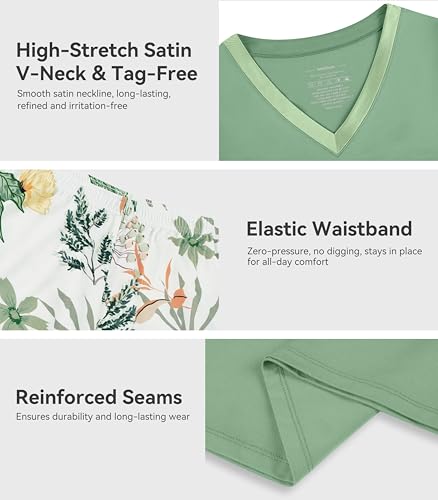 Image of WiWi Viscose from Bamboo Pajamas Set for Women Super Soft Short Sleeve Cooling Summer Plus Size Pjs Sets Sleepwear S-4X