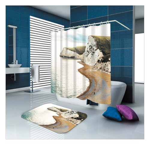 Rideau de douche imperméable en polyester haut de gamme aux nuances bleu marron - 2