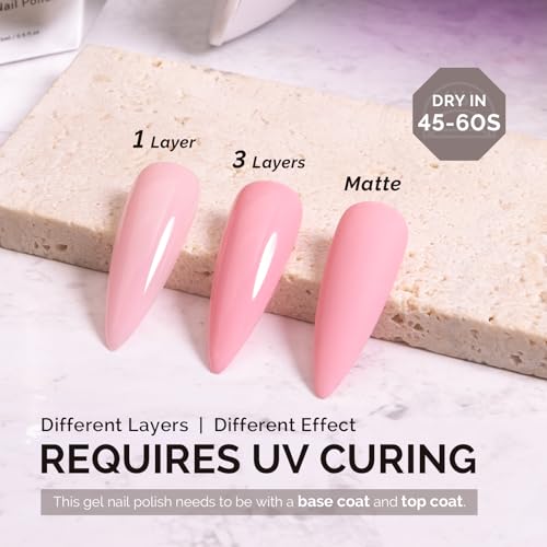 Image of MelodySusie 0.5fl oz Peachy Pink Gel Nail Polish, Nails Soak Off UV LED Baby Pink Gel Polish Gift for Women Nail Art Manicure Salon DIY Nail Design Decoration at Home-A2606