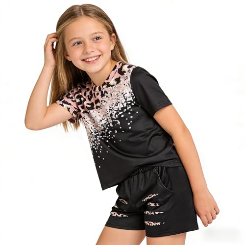 Image of Axumity Kid Toddler Girl Clothes Summer Ruffle Sleeve Figure Graphic Shirt + Shorts Summer Outfits Set