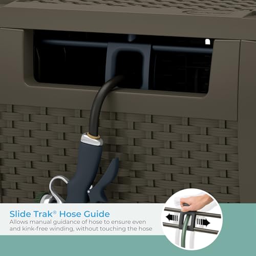 Suncast 175 ft. Wicker Style Resin Hose Hideaway with Hose Guide, Java, Made in the USA - image 3