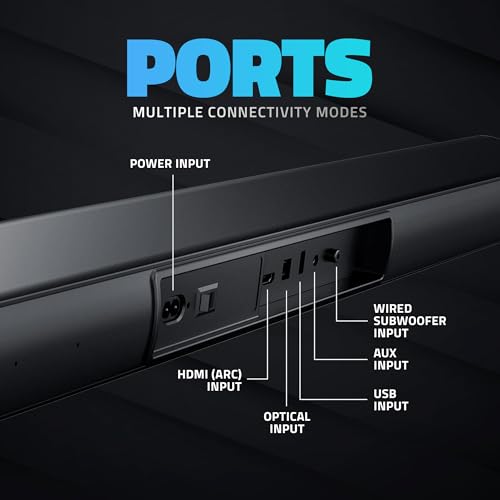 Image of Artis SoundHub 300 2.1 CH 160 Watts Wireless Bluetooth Soundbar with Wired Subwoofer & Multiple Input Modes: Bluetooth /HDMI (ARC) / AUX in /Optical