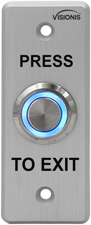Visionis VIS-7008 Indoor Outdoor Weatherproof IP65 Stainless Steel Doorbell Type Round Push to Exit Button Slim for Door Access Control with LED NC COM and NO Outputs