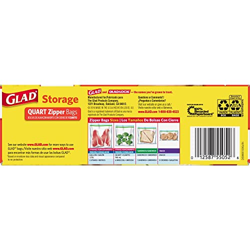 Glad Zipper Food Storage Plastic Bags - Quart - 25 Count - image 5