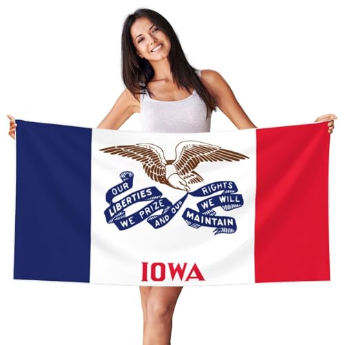 Iowa State Flag Beach Towel Quick Dry Bath Towel