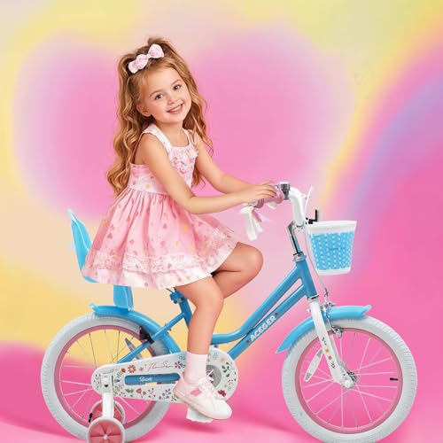 Image of ACEGER Girls Bike with Basket for Ages 2-12 Years Old Kids, 12 14 16 18 Inch with Training Wheels,Princess Style with Streamers, Handbrake & Coaster Brake,Multiple Colors.