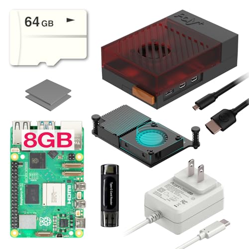 Argon Pi 5 Kit – Raspberry Pi 5 8GB Kit with Argon Poly+5 Case, 27W Power Supply, Active Cooling & HDMI Support, Raspberry Pi Starter Kit for Pi 5 Projects (BRED, 8GB)