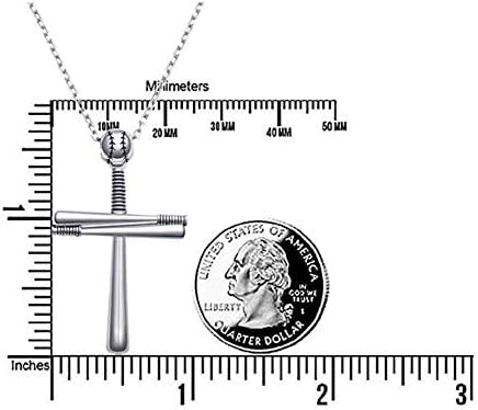 S925 Sterling Silver Softball Baseball Cross Faith Inspirational Pendant Necklace for Women Men - Image 6