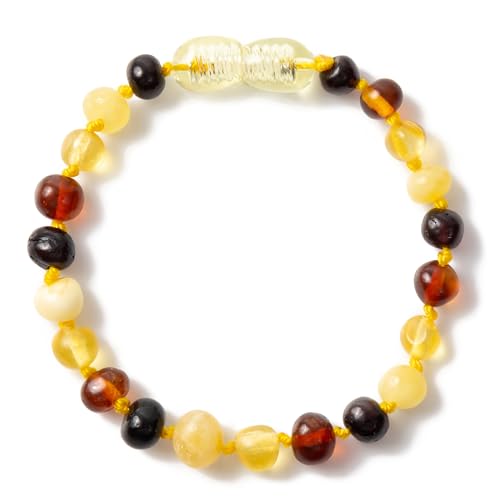 ZHAOXIA Baltic Amber Bracelets/Anklet Sizes 14cm - Multicolor - Knotted Between Beads - Handmade Polished