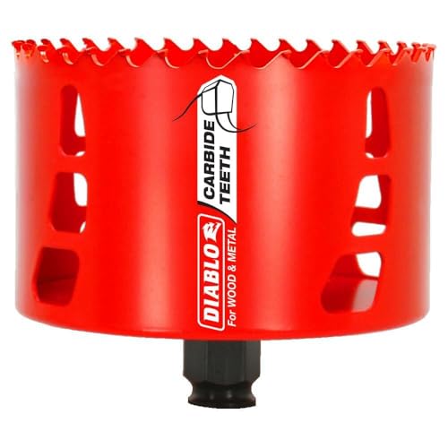 Diablo Carbide Teeth Hole Saw for Wood and Metal - Fits with Snap-Lock Plus Mandrel System, Tool-Free Plug Ejection - 4-1/8" Diameter, 2-3/8" Length - DHS4125CT