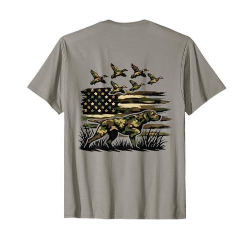 Youth Camo Mallard Duck Hunting Dog Camouflage American Flag T-Shirt