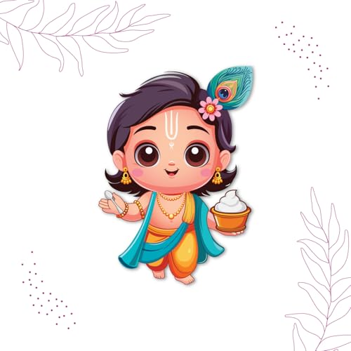 Image of Bhai Please Krishna Kanha Wooden Fridge Magnet (Pack of 1) Size : 3 inches Hindu God, Spiritual, Divine, Devotional, Devi Gift and Decorations
