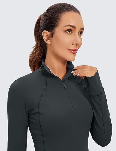 CRZ YOGA Camisas Femininas Manga Comprida Treino Meio Zíper Moletom Atlético Cortado Tops Camisa de