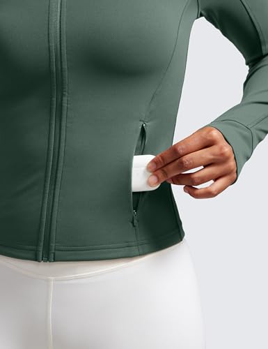 Image of CRZ YOGA Butterluxe Jackets Waist Length | Extremely Soft, Athletic, Slim Fit, Full Zip, Side Pockets, Thumb Holes, for Women