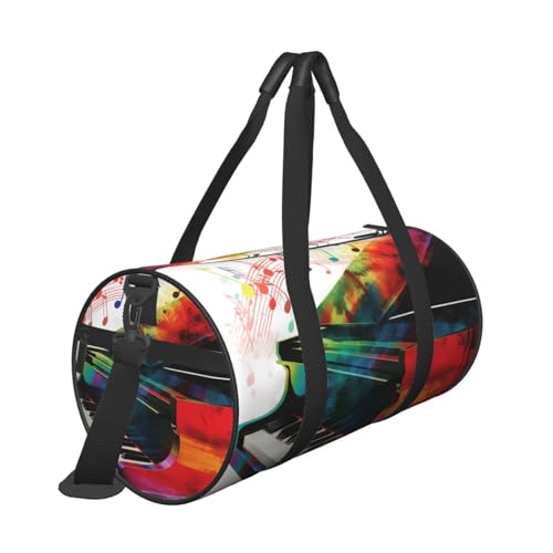 Colorful Piano Keyboard Music Duffle Bag for Women Men Personal Item Travel Bags Canvas Weekender Overnight Bag Lightweight Sports Tote Gym Bags Carry On Luggage Bag3