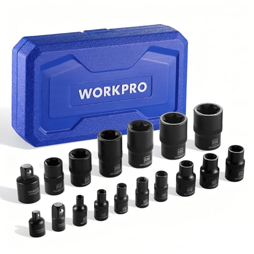 WORKPRO 17-Piece Female E-Torx Socket Set E4-E24 CR-V Steel