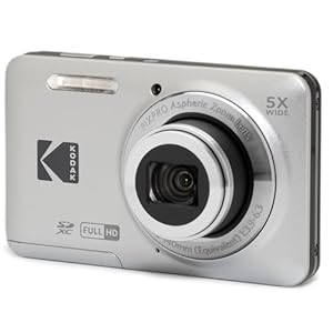 KODAK PIXPRO FZ55-GRY Digital Camera with 16MP CMOS Sensor, 5x Optical Zoom, 28mm Wide Angle, 1080P Full HD Video, 2.7 Inch LCD Vlogging Camera, Grey