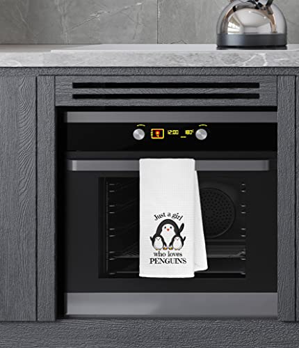 Just A Girl Who Loves Penguins Kitchen Towels Dishcloths 24"X16",Cute Cartoon Penguin Family Dish Towels Bath Towels Hand Towels,Gifts For Penguin Lovers Girls Women #TOP1