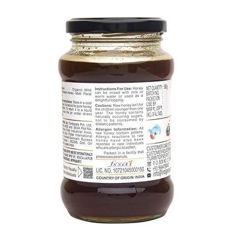 Image of INDIGENOUS HONEY Raw Organic Honey Unprocessed USDA Certified Unfiltered Unpasteurized Pure Natural Original Honey - 500 g Glass Jar (Pack of 2)