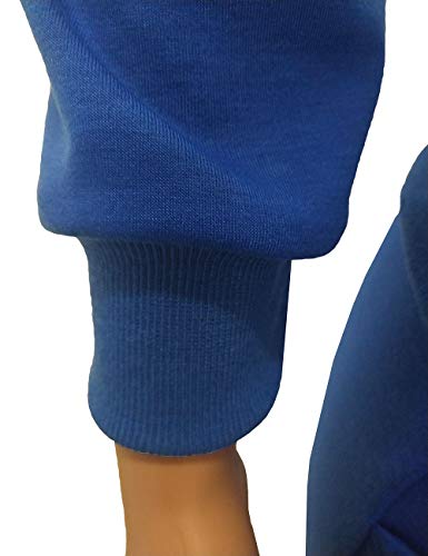 Womens Casual 2 Piece Outfit,    Letter Print Long Sleeve Crewneck Tops Long Pants Set Tracksuits Blue XL